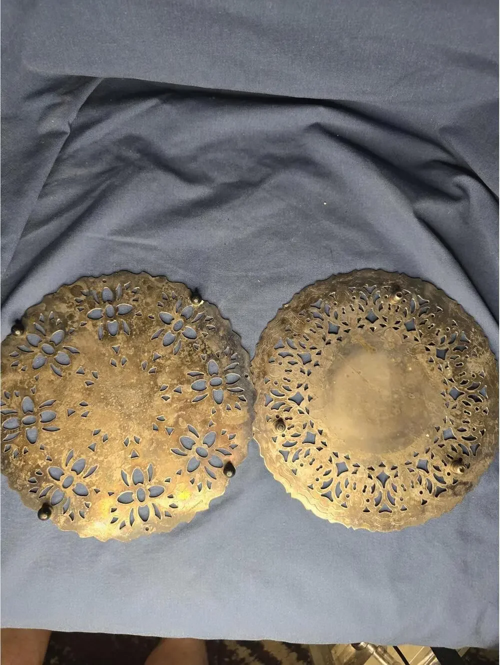 Set of 2 Vintage William Adams Trivet Italian Silver Plate Filigree Pierced